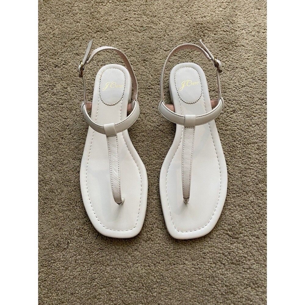 The J.Crew Abbie Leather Ankle-Strap Thong Sandals Quiet Luxury Women’s Size 7.5